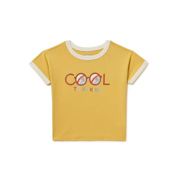 Garanimals Toddler Girls Short Sleeve Graphic Ringer Tee, Sizes 12M-5T