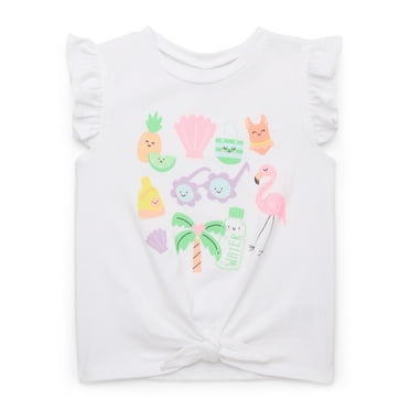 Garanimals Toddler Girls' Tie Front Graphic Tank Top with Flutter Sleeves, Sizes 18M-5T