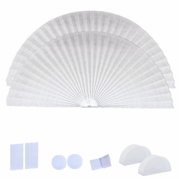 Garayma 2PCS Ripple Shape Arch Window Pleated Blinds Half Circle Window Shades Cordless Non-Woven Self Adhesive Shades Half Moon Round Window Cover Easy to Cut & Install