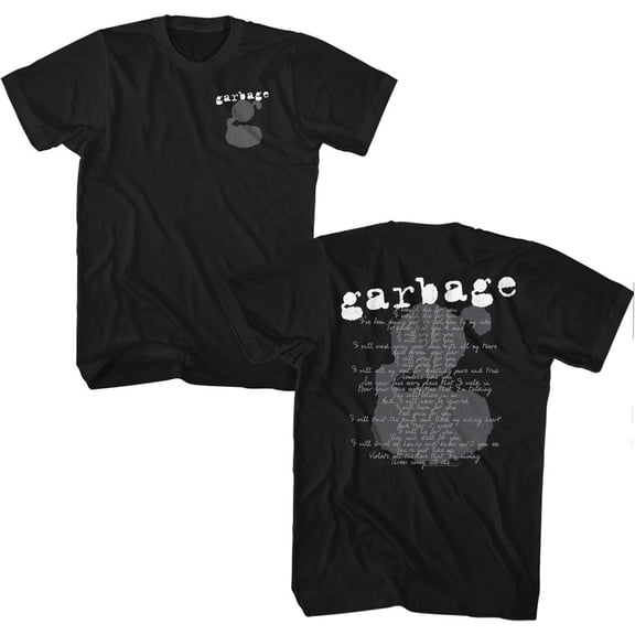 Garbage 1 Crush Lyrics Black Adult T-Shirt 3Xlt ***F&B***