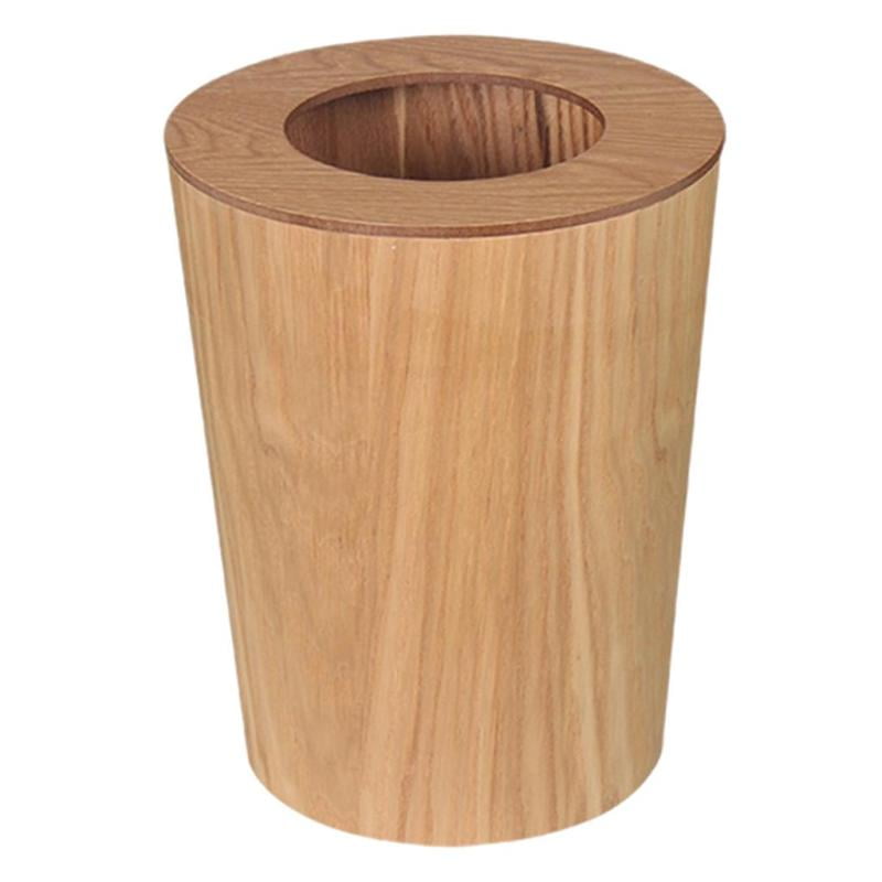 Garbage Bin Solid Wood Waste Bin Household Wastebasket Kitchen