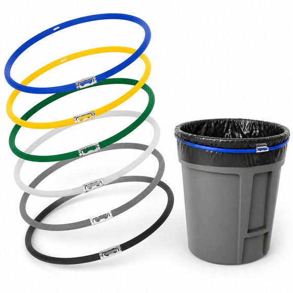 Garbage Can Bands Multifunction Bands 6Pcs Garbage Rubber Bands Rubber Bands for Trash Cans Adjustable Trash Can Rubber Bands Litter Box Bands(Black,White,Gray,Yellow,Blue,Green)