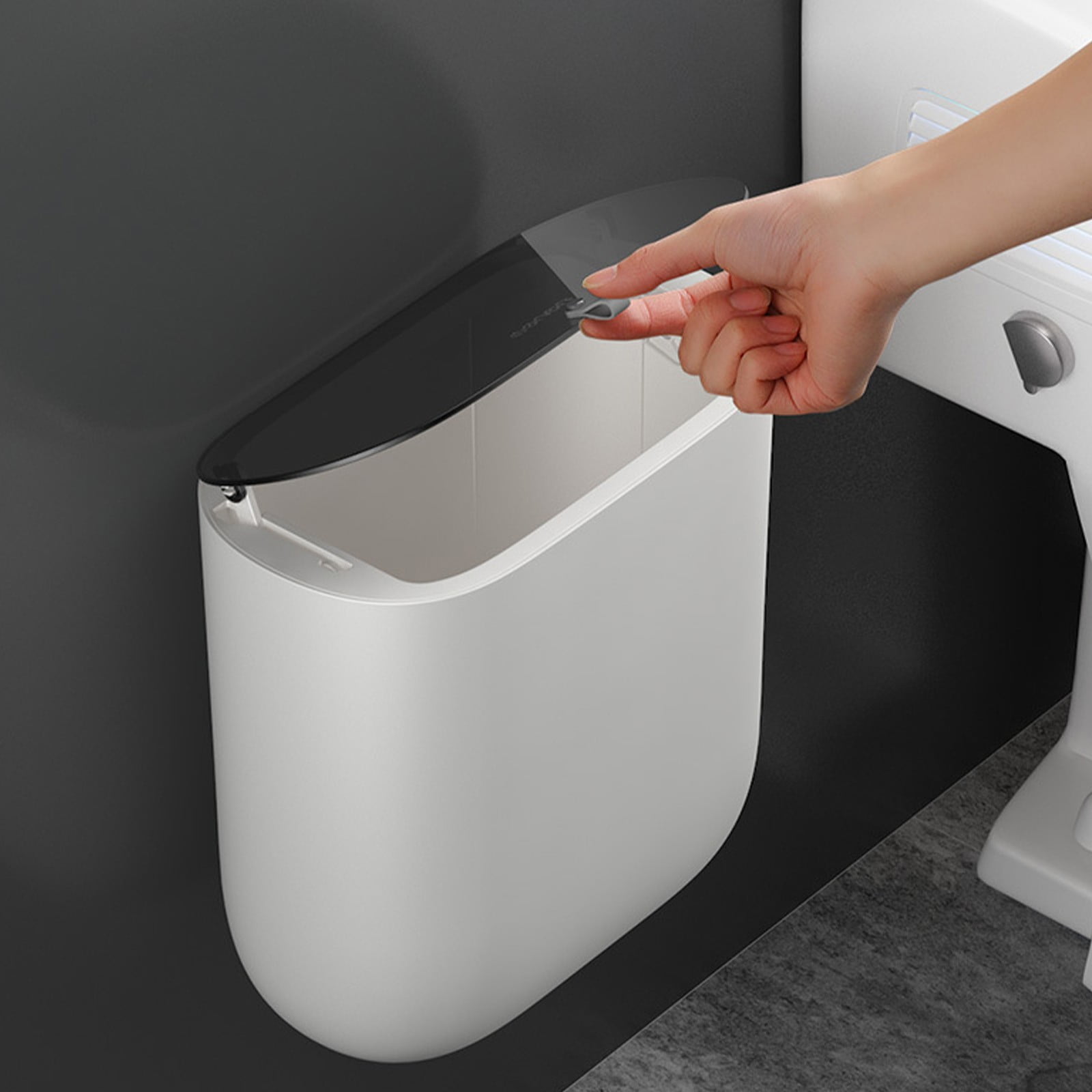 Garbage Can,Small Plastic Waste Receptacle with Locking Lid-Compact ...