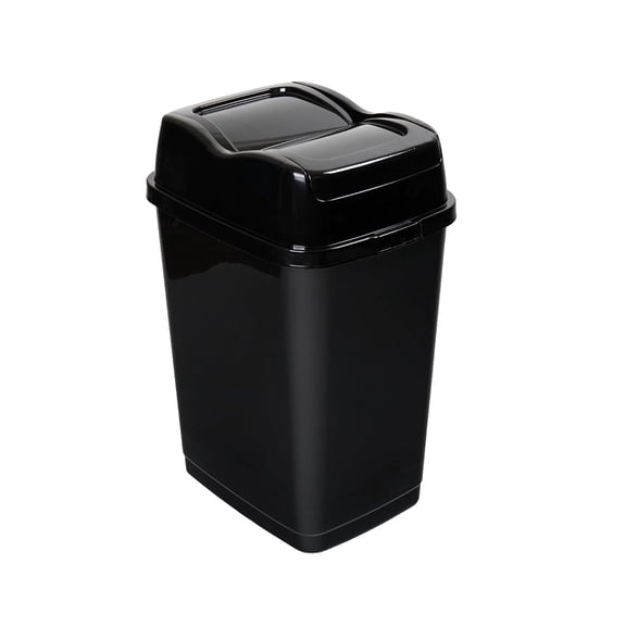 Garbage Can with Swing Top-Split Lid | Large Kitchen Trash Can with Lid | Durable Plastic |Slim & Sturdy Trash Bin | Fingerprint Resistant | 9 Gallon / 35 L –Black | Superio