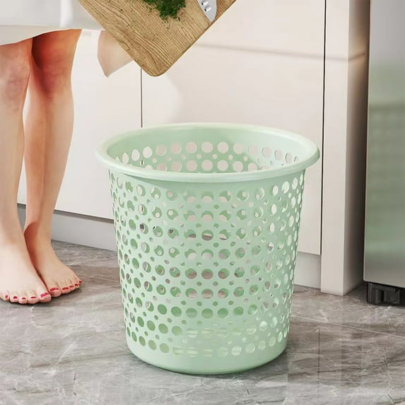 Garbage Can Trash Can Office Waste paper Bin Perforated Trash Can Garbage Can Wastebaskets For Bathroom Bedroom Office Kitchen Small Space Living Trash Bin