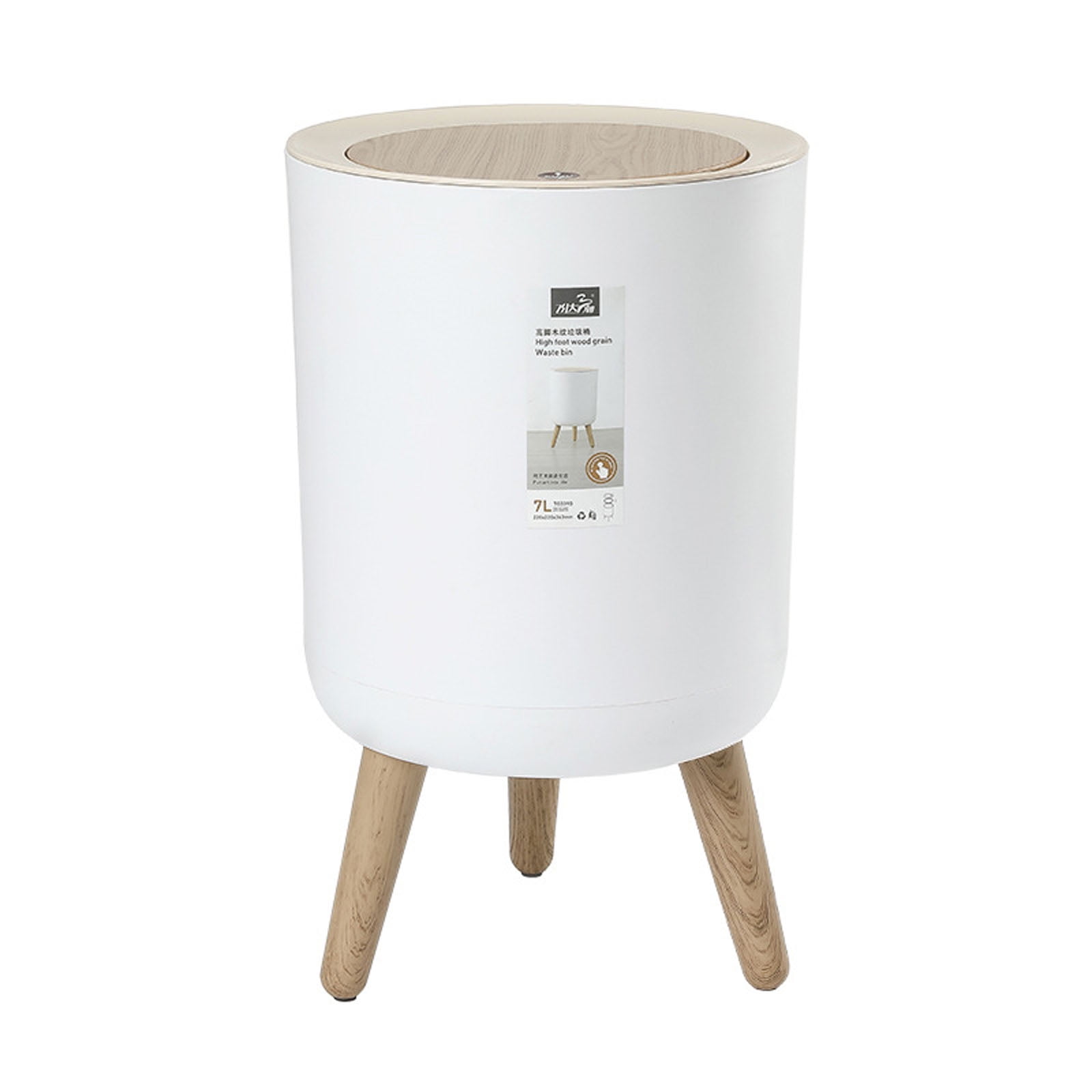Garbage Can with Press Top Lid Modern Waste Basket Plastic Trash Bin Suitable for Kitchen Bathroom Dog Proof Trash Can