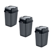 Garbage Cans with Swing Top-Split Lids, 3 Pack | Small Trash Cans with Lids | Durable Plastic | Slim & Sturdy Trash Bins | Fingerprint Resistant | 1.25 Gallon / 5 qt / 5 L   Grey | Superio Brand