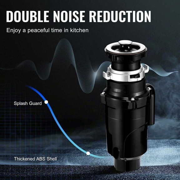 Garbage Disposal 1/2 HP Continuous Feed - Kitchen Food Waste Disposer with Cord & Splash Guard