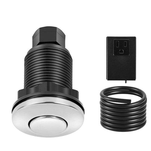 Garbage Disposal Air Switch Kit 2.5 Inch Button, Stainless Steel Cover 1.5m Air Tube, Sink Top Push Button for Kitchen Food Waste Disposal Up to 2HP