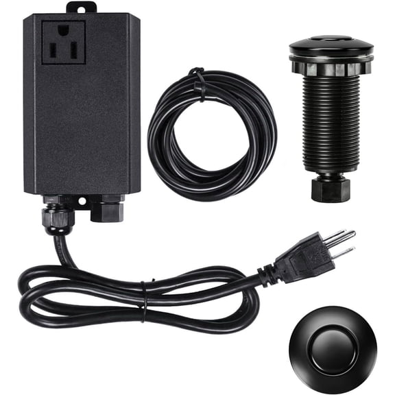 Garbage Disposal Air Switch Kit Single Outlet Sink Top Waste Disposal Long Stainless Steel Black On/Off Air Button Food and Waste Disposals Part by Etoolcity