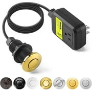 Garbage Disposal Air Switch Kit Sink Top Waste Disposal Long Stainless Steel Golden Polished On/Off Air Button Food and Waste Disposals Part by Etoolcity, UL Listed LF40-C063