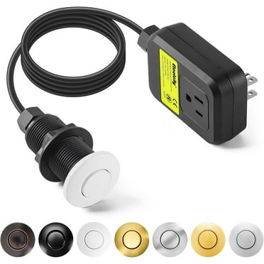 Garbage Disposal Air Switch Kit Sink Top Waste Disposal Long Stainless Steel White On/Off Air Button Food and Waste Disposals Part by Etoolcity, UL Listed