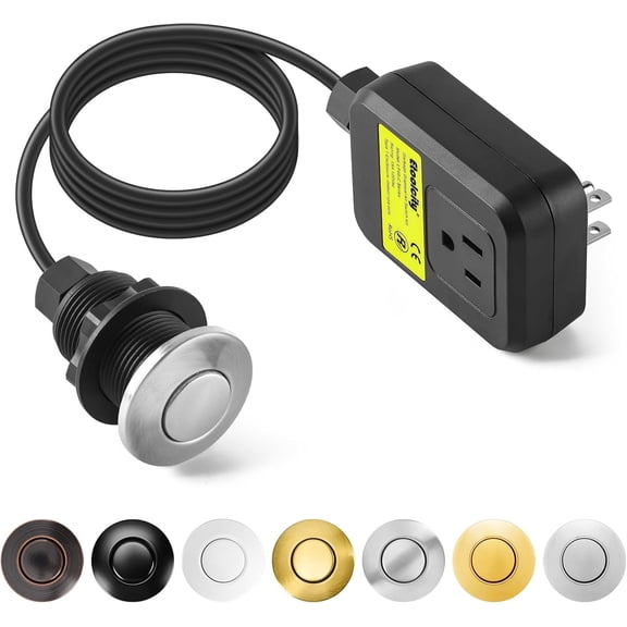 Garbage Disposal Air Switch Kit Sink Top Waste Disposal Stainless Steel Brushed Nickel On/Off Air Button Food and Waste Disposals Part by Etoolcity, UL Listed
