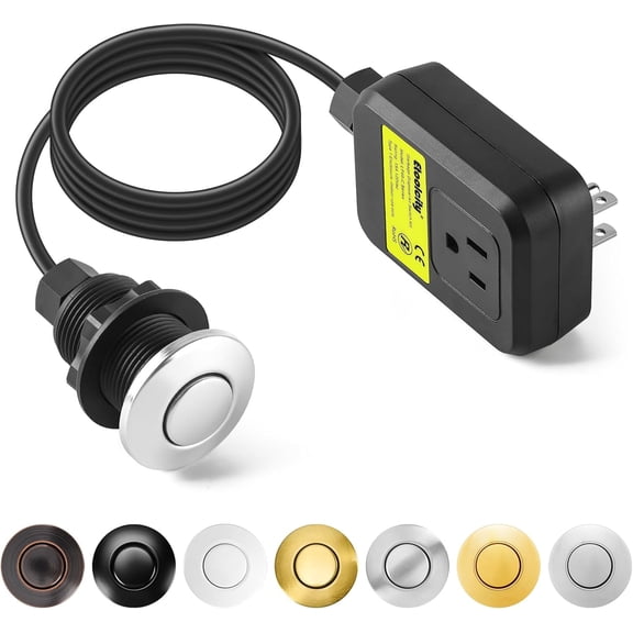 Garbage Disposal Air Switch Kit Sink Top Waste Disposal Stainless Steel Polished On/Off Air Button Food and Waste Disposals Part by Etoolcity, UL Listed