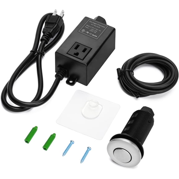 Garbage Disposal Air Switch Kit for SinkTop Waste Disposal with Stainless Steel Brushed Nickel Long Air Button by briidea