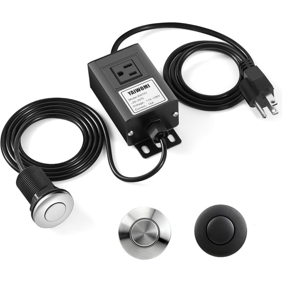 Garbage Disposal Air Switch, UL Listed Food Waste Disposer Wireless Air Switch Kit, Push Button Brushed Nickel Stainless Steel, 3.5-Inch Sink Top Button