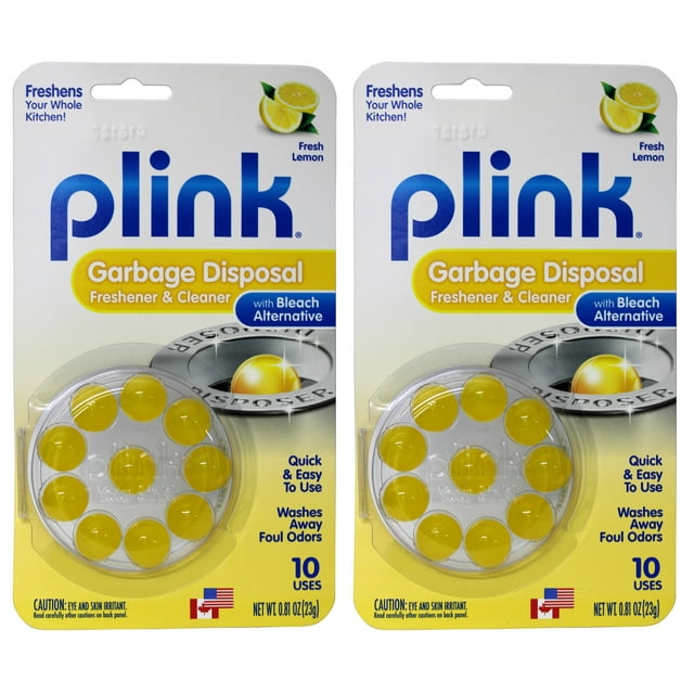 Plink Garbage Disposal Cleaner and Deodorizer, Fresh Lemon Scent, 2Pack, 20 Cleanings, Drops