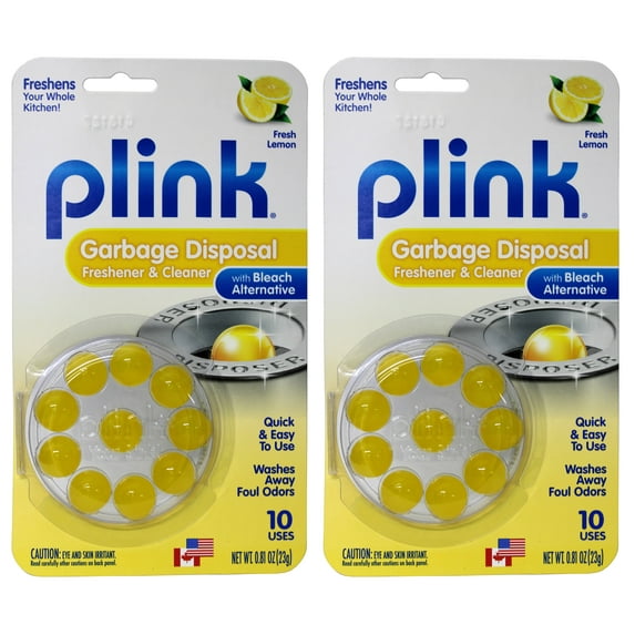 Garbage Disposal Cleaner and Deodorizer, Original Fresh Lemon Scent, Value 2-Pack for 20 Cleanings, Plink balls clean and deodorize kitchen sink.., By Plink