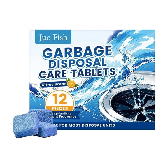 Garbage Disposal Cleaner and Deodorizer Tablets,12Pack Foaming Cleanings Tablets,Natural Kitchen Drain Cleaning Care,Citrus Scent Disposal Cleaner for Kitchen Sink, Drain Cleaning