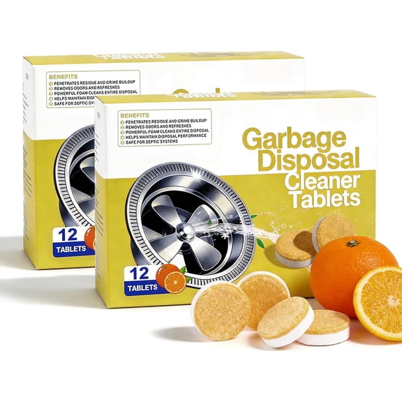Garbage Disposal Cleaner Tablet and Deodorizer, KITCHEN Citrus Sink Cleaner Odor-24 Pack, XL & Buildup Remover - 2 Year