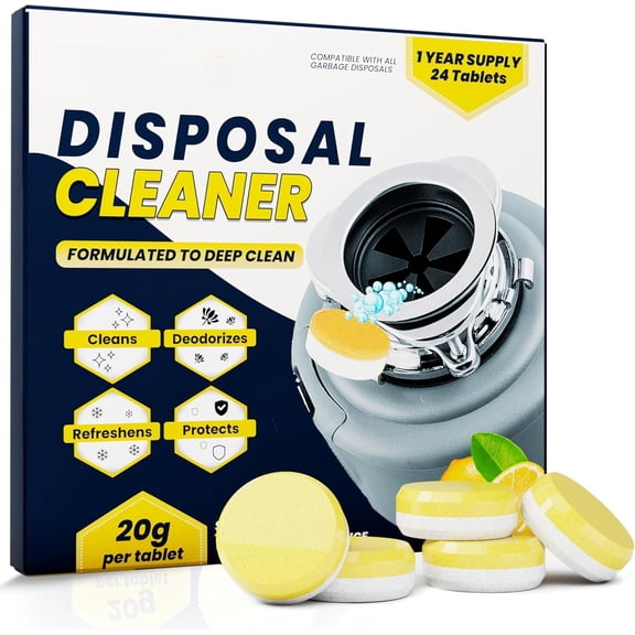 Garbage Disposal Cleaner Tablets - 24 Pack (1-Year ) Foaming Scented Kitchen Sink Freshener Drain & Pods Odor Eliminator and Deodorizer Septic Safe