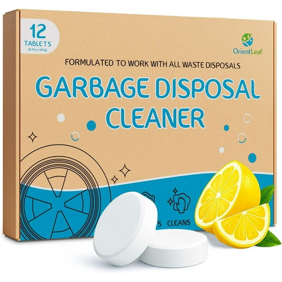 Garbage Disposal Cleaner and Deodorizer Tablets 20g 1 Year Supply Sink Cleaner, Prevents Odors, Natural Kitchen Drain Care 12 Pack