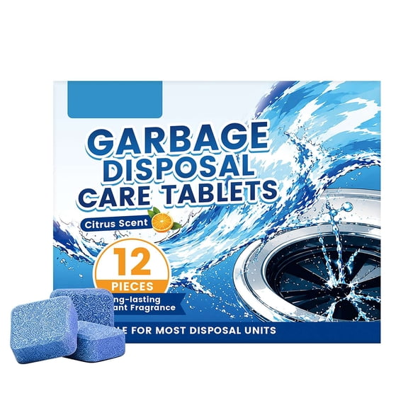 Garbage Disposal Deodorizer Tablets – 12 Pack Citrus Scent Disposal Cleaner for Kitchen Sink, Drain Cleaning and Odor Control