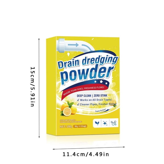 Garbage Disposal and Drain Pipe Cleaner, Drain Line Cleaner Rapid-Foam Fast-Acting Sink Pipe Dredge Cleaner Powders 6 Unit Pack for Kitchen Toilet Pipe Dredging