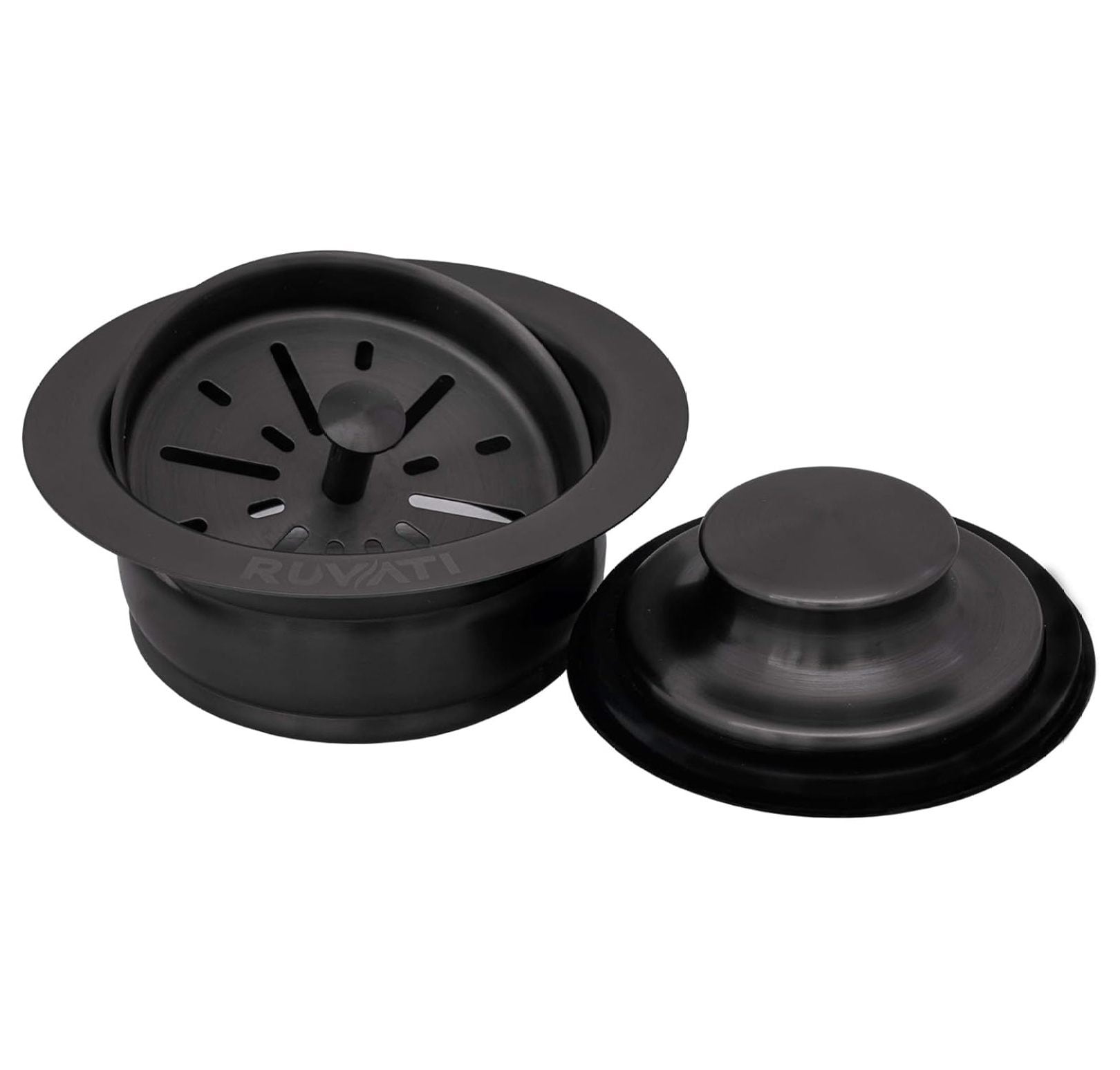 Garbage Disposal Flange with Basket Strainer and Stopper Gunmetal Black Stainless Steel