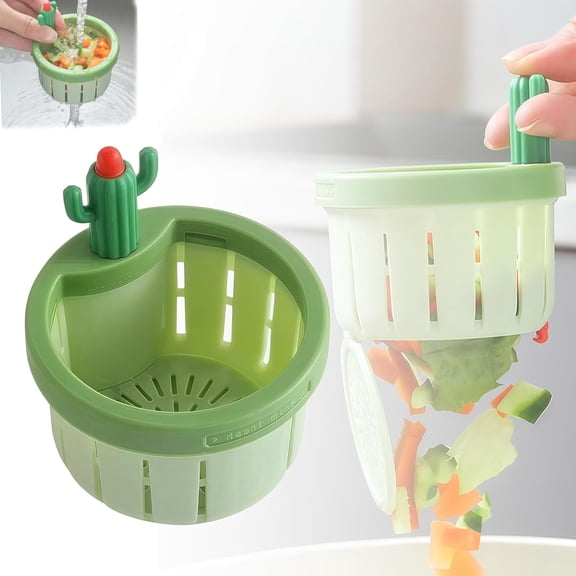 Garbage Disposal Strainer, Kitchen Sink Strainer Stopper, Sink Strainers for Kitchen Sink Catcher, Plastic Strainer, Boxed Green Cactus Shaped Pull Handle Sink Drain Gasket Set,