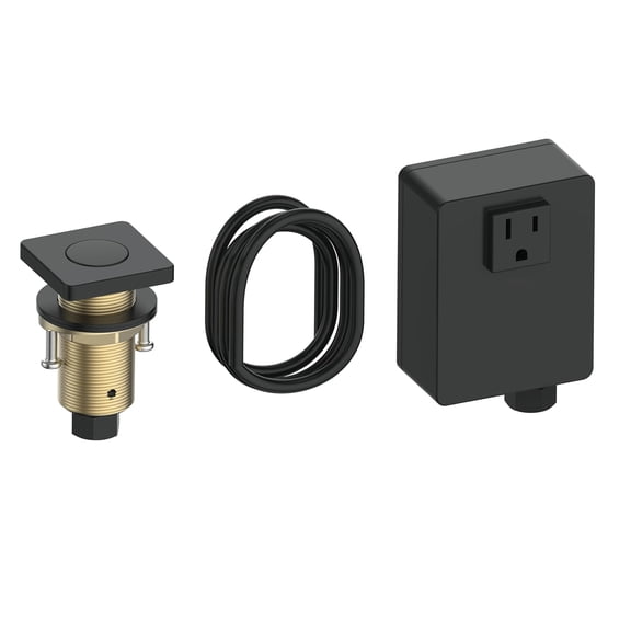 Garbage Disposal Switch, Cordless Air Switch Kit for Food Waste Disposer, Brass Material Matte Black Finish,Long Sink Top Push Button