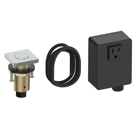 Garbage Disposal Switch, Cordless Air Switch Kit for Food Waste Disposer, Brass Material with Polished Chrome Finish, Long Sink Top Push Button