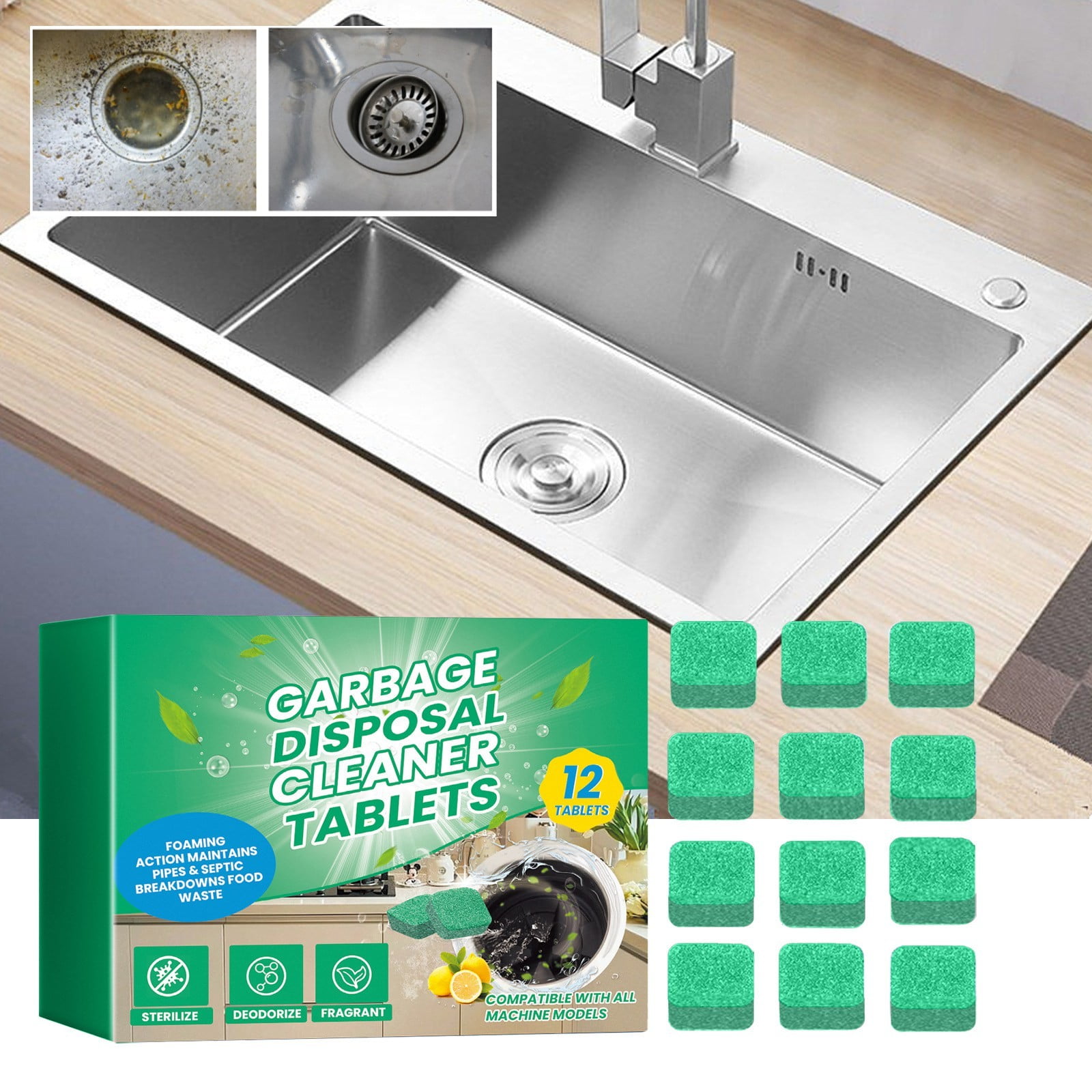 Garbage Disposer Cleaning Block Kitchen Food Waste Disposal Agent Pipe