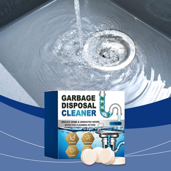 Garbage Disposer Cleaning Tablets, 12 Pack Deep Cleaner for Kitchen Sink Disposal, Deodorizing and Pipe Protection, Enzyme Foaming Action