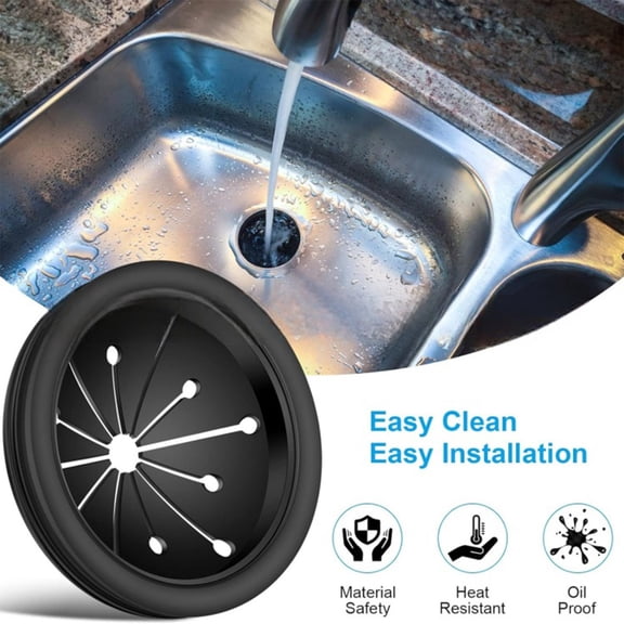 Garbage Proof Ring Baffle Garbage Disposal Tool Plug Plastic Black Bathroom Products 3.1"