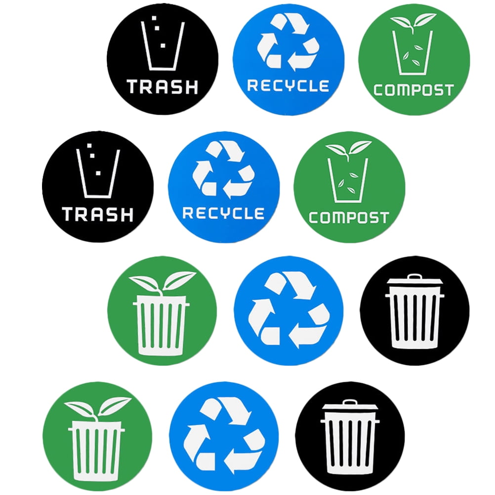 Garbage Sorting Stickers 12 Pcs Trash Recycling Can Decal Emblems Box