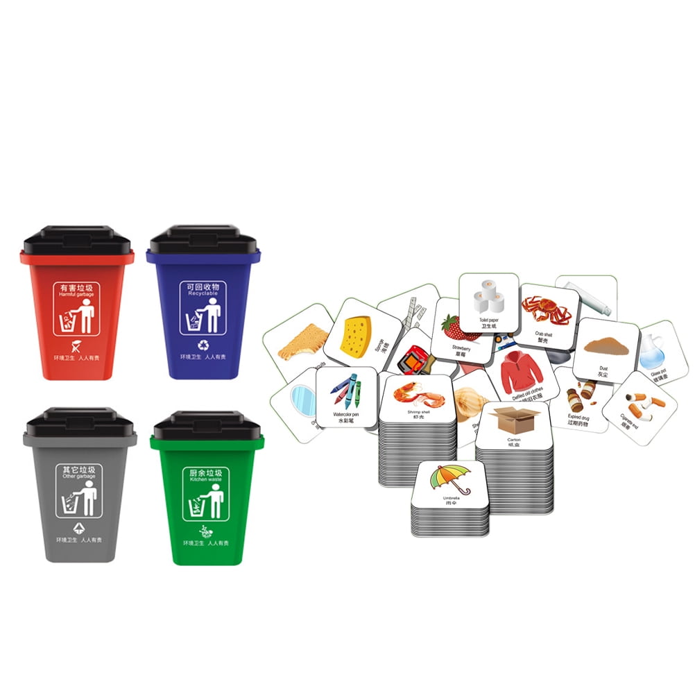 Garbage Sorting Toys Can Trash Puzzle Checkerboard Chess for Kids Waste Bin Child Baby