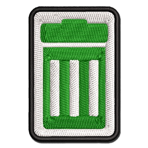 Garbage Trash Can Applique Multi-Color Embroidered Iron-On Patch - 2.0 Inch Mini