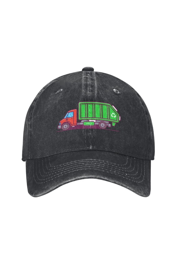 Garbage Truck Cartoon Unisex Adult Washed Denim Cotton Sport Outdoor Baseball Cap Adjustable Cowboy Baseball Hat