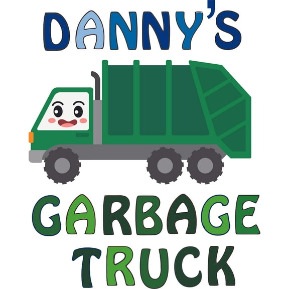 Garbage Truck Cute Vehicle Cartoon Customized Wall Decal - Custom Vinyl Wall Art - Personalized Name - Baby Girls Boys Kids Bedroom Wall Decal Room Decor Wall Stickers Decoration Size (20x18 inch)