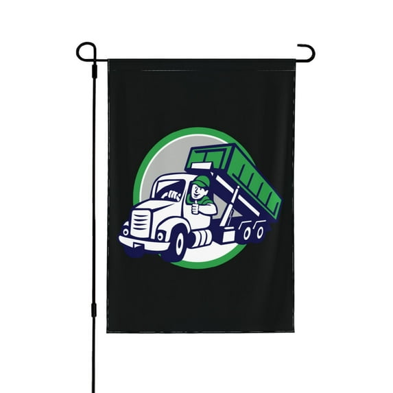 Garbage Truck Driver Logo Garden Flag 12.5x18 Inch Double Sided Decorations Outdoor Yard Flags For Outside Lawn Porch Garden Decor