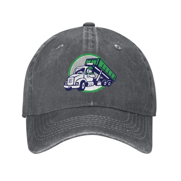 Garbage Truck Driver Logo Unisex Adult Washed Denim Cotton Sport Outdoor Baseball Cap Adjustable Cowboy Baseball Hat