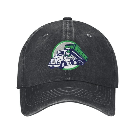 Garbage Truck Driver Logo Unisex Adult Washed Denim Cotton Sport Outdoor Baseball Cap Adjustable Cowboy Baseball Hat