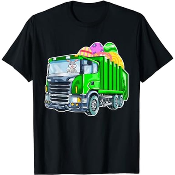 Garbage Truck Easter Day Bunny Eggs Easter Gift Kids T-Shirt