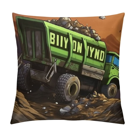Garbage Truck Kids Boy 8th Birthday Party Throw Pillow,Multicolor