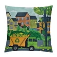 thumbnail image 1 of Garbage Truck Pillow Sham, Truck on The Road with Houses on The Background Men Picking The Trash, Decorative Standard Size Printed Pillowcase, , Grey Green, 1 of 5