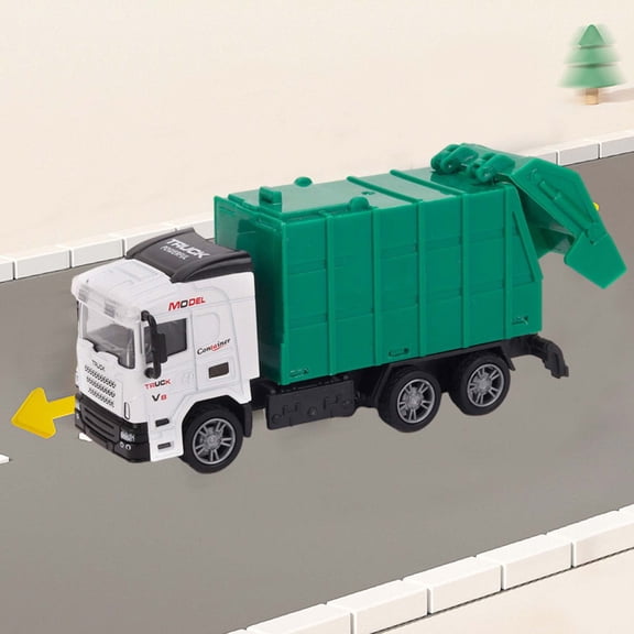 Garbage Truck Toy, Large Friction Powered Trash Truck Toy, Sanitation Garbage Truck Model Car Alloy Pull Back Toy, for Adults and Children, Teach Useful Lesson About Garbage Trucks