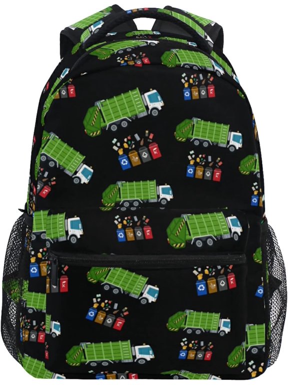 Garbage Truck Trash Recycling Backpack Daypacks Bookbag Travel Bag