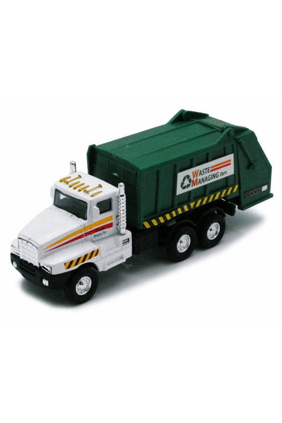 Garbage Truck - White w/Green Compactor - Showcasts 9911DG - 6 Inch Scale Diecast Model Replica (Brand New, but NOT IN BOX)