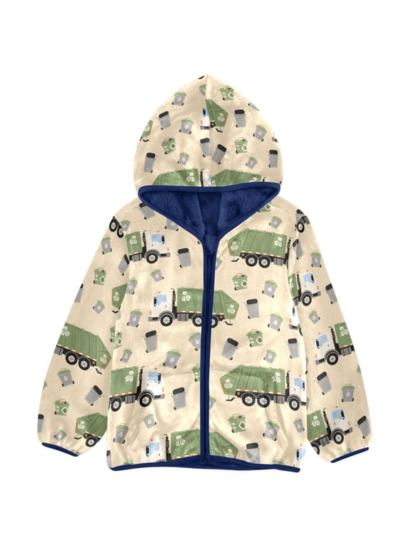 Garbage Trucks Kids Fleece Hood Jacket Fuzzy Outerwear 5T